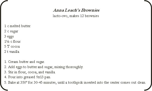 anna leach's brownies recipe card