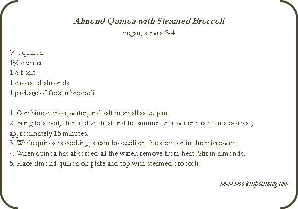 Almond Quinoa with Steamed Broccoli