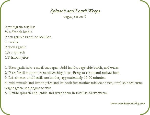 Spinach & Lentil Wraps