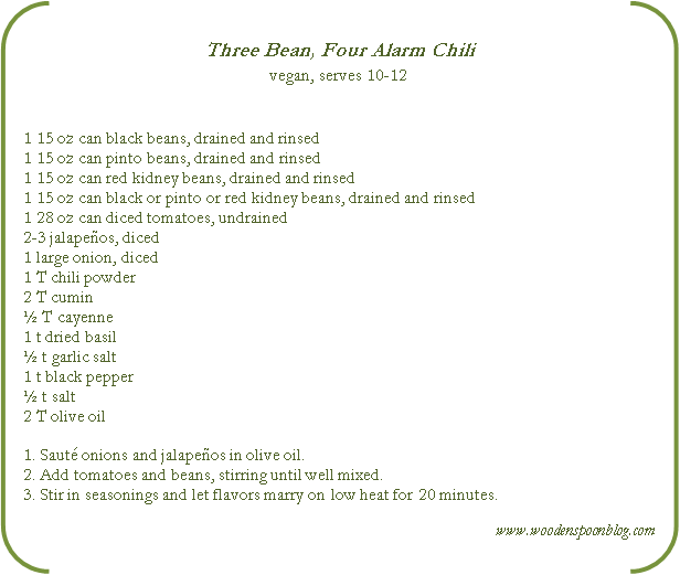Chili Recipe Card